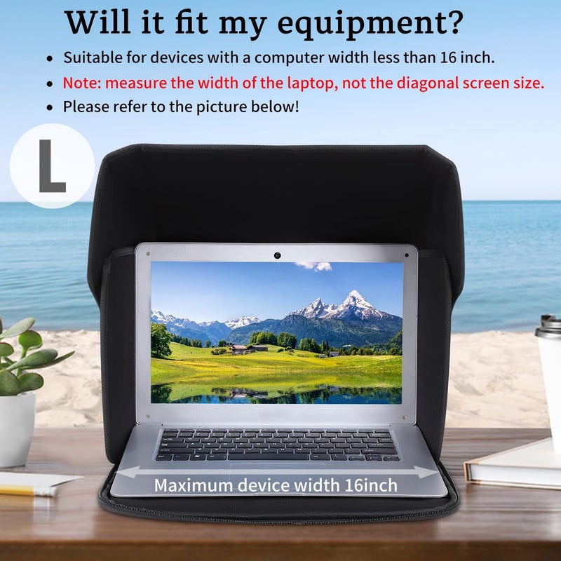YUMTIM Laptop Sun Shade Laptops Sun Glare Shield Laptop Sunshade Bag for Working Outside Privacy Screen Hood Foldable Shield Cover 15-16'' (Patent Pending) - Image 2